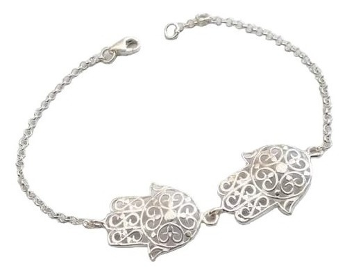 Pulsera Plata 925 Dije Manos De Fatima Pp299 Italiana Reina