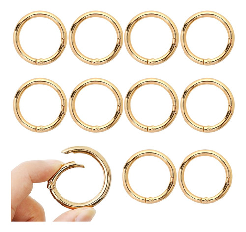 10 Piezas Llaveros Dorados Clip De Anillo Forma De O Or...