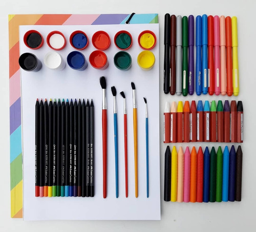 Kit Arte Artístico Útiles Escolares Colores Marcadores Oleos