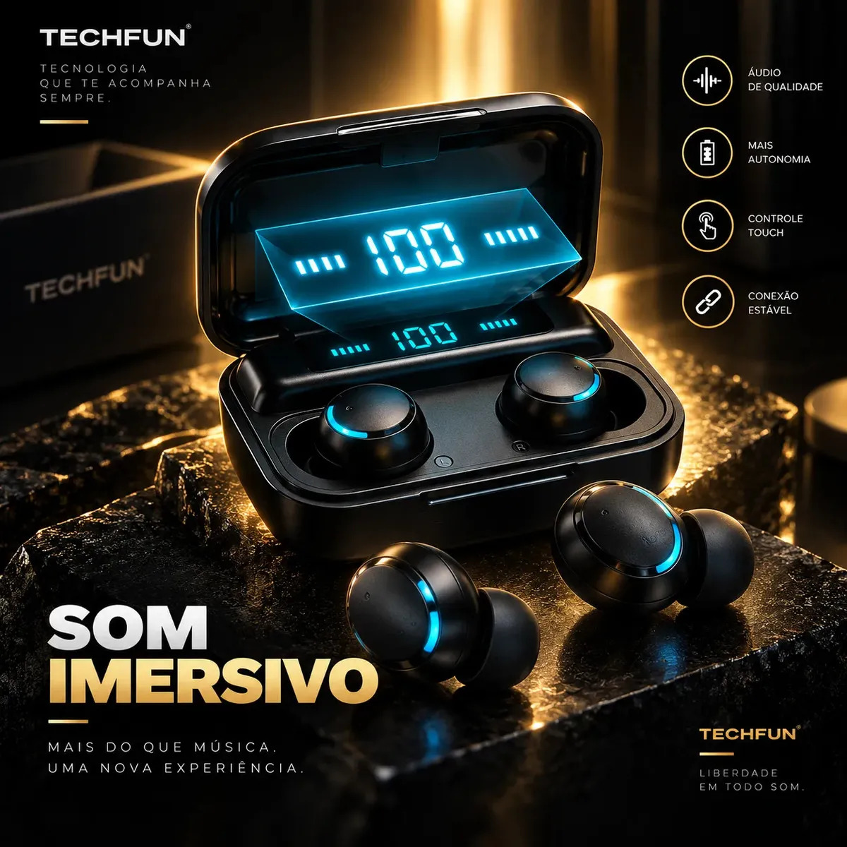 Fone de ouvido sem fio TWS F9-5 BTH-F9-5 preto