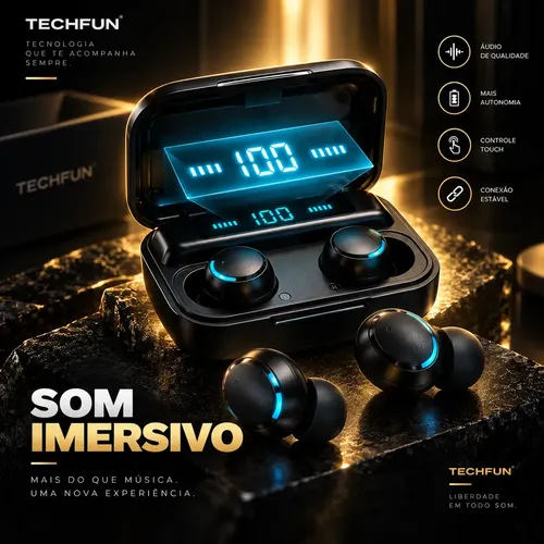 Fone de ouvido sem fio TWS F9-5 BTH-F9-5 preto
