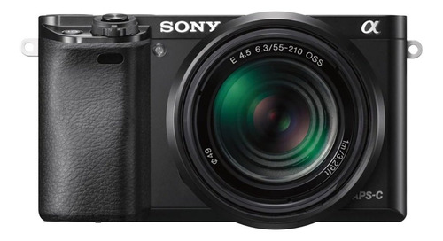  Sony Kit Alpha 6000 + lente 16-50mm OSS + lente 55-210mm OSS ILCE-6000Y sin espejo color  negro