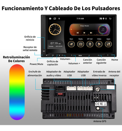 Radio Android 13.0 Gps Mirror Mirror Link Carplay Wifi 7 PLG