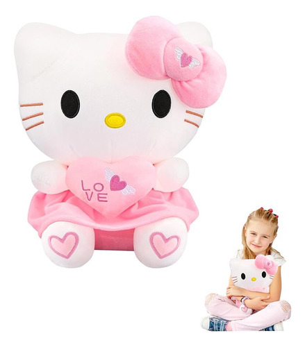 Peluche Hello Kitty Con Corazón Kawaii Para Regalo 30cm