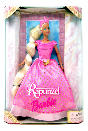 Barbie Rapunzel - Vestido Rosa Con Corona Rosa Brillante Do.