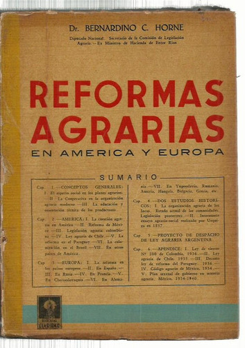 Horne Bernardino Reformas Agrarias En América Y En Europa