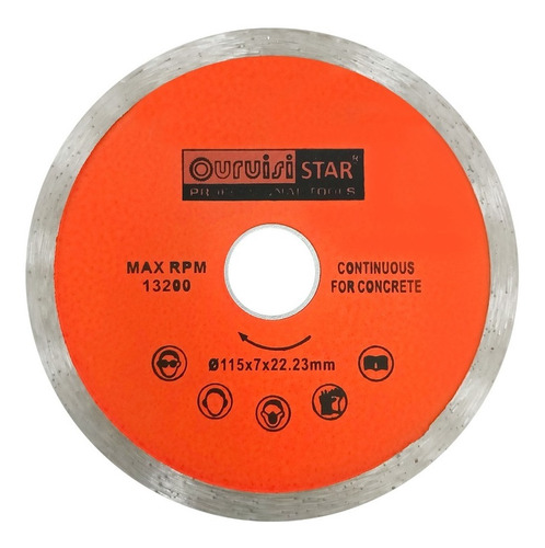Imagen 1 de 10 de Disco Diamantado Para Amoladora Angular 115mm Continuo