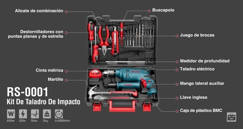 Taladro Ronix 650w Con Caja De Herramientas, Calidad Premium