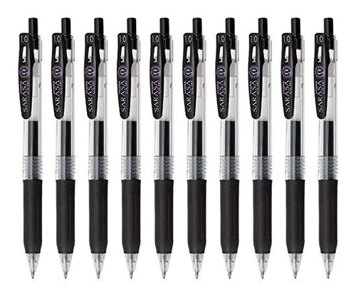 Bolígrafo Retráctil Gel Tinta Negra 10 Unidades 0.9 Mm