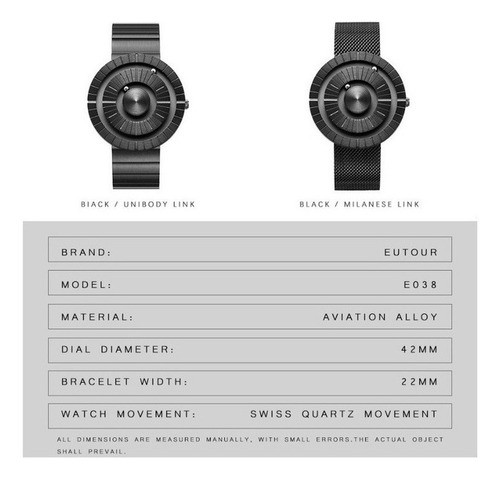 Relojes De Cuarzo Con Rodamientos De Bolas Eutour Man Fashio Color De La Correa Inox/negro