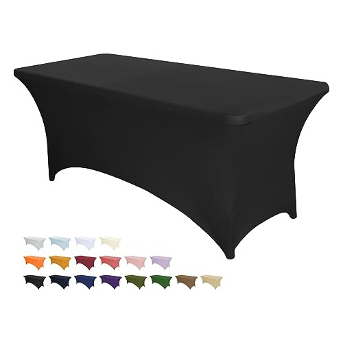 Mantel Elástico Mesas De 6ft, Rectangular, Negro, Fác...