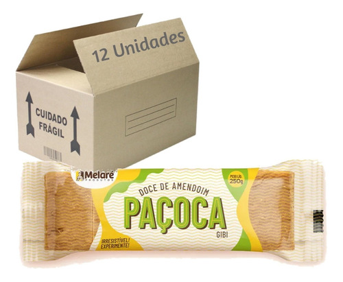 12 Und Paçoca Tipo Gibi Melaré 250g Kit Embalado Melaré