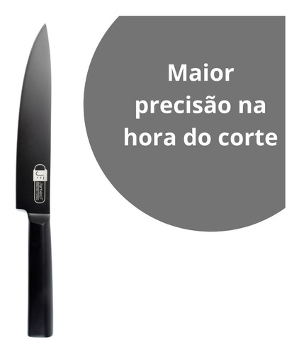 Faca De Cozinha 8 James F Em Aço Inox Black Cor Preto