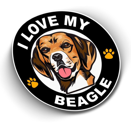 Sticker I Love My Beagle Vinilo Adhesivo Perro Auto Mascota