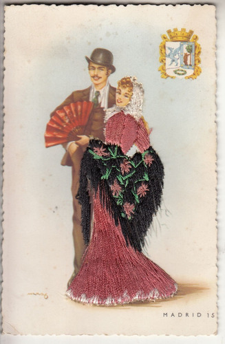 Antigua Postal Bordada Traje Tipico De Madrid España Vintage | Cuotas sin  interés