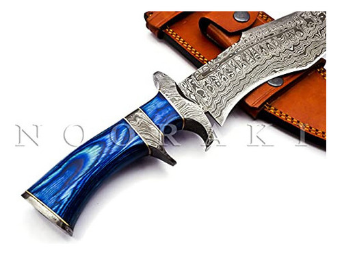 Nooraki - Cuchillo Bowie Damasco De 15 Con Funda | Cuchill