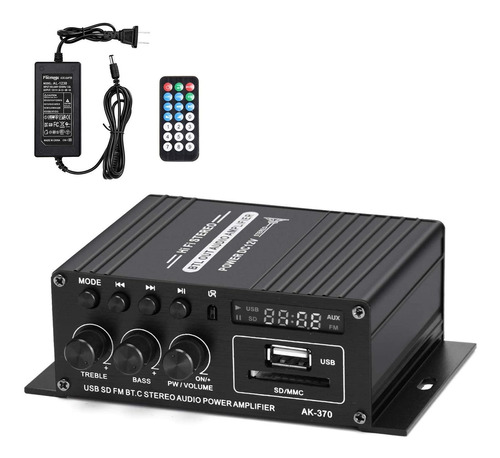 Facmogu Ak370 - Amplificador De Potencia De Audio Estéreo De