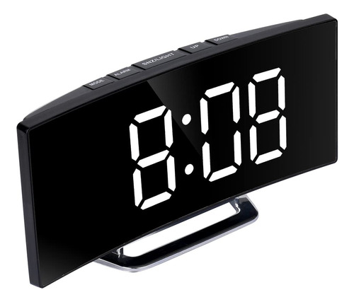Reloj Despertador Para Dormitorio Digital Diseño Curvo Led