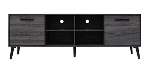 Mueble Para Tv Con Estantes De Madera Color Gris.