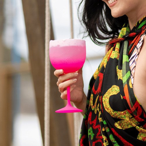 Taça Personalizada Gin Degrade 500ml 40pcs Acrilíco Premium Cor Rosa/amarelo