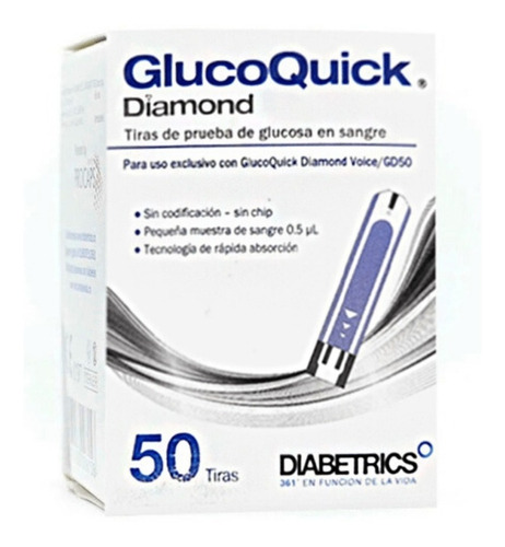 Combo 100 Tirillas + 100 Lancetas Glucoquick Gd50 Diamond