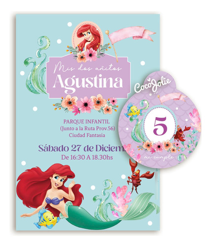 Kit Imprimible La Sirenita Ariel, Editable En Pdf 