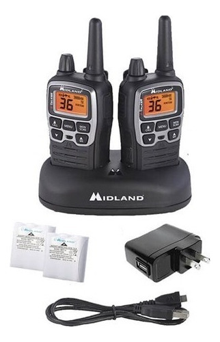 2 Radios De 2 Vias Handy Midland T71VP3  50 Canales Bandas De Frecuencia Uhf Color NEGRO