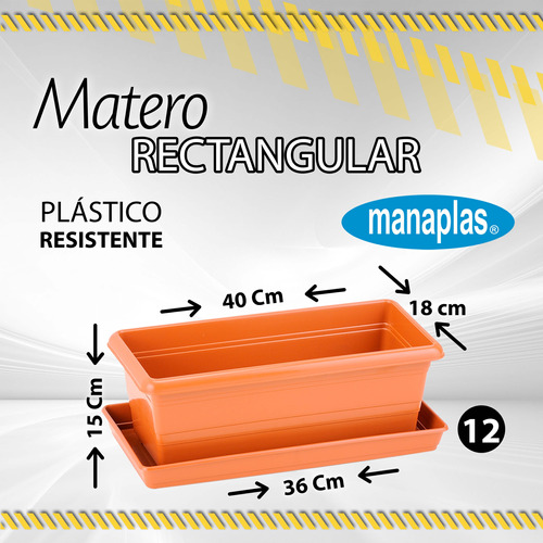 Matero Elegan Terracota Rectan C/plato Manaplas 40x18x15 #12