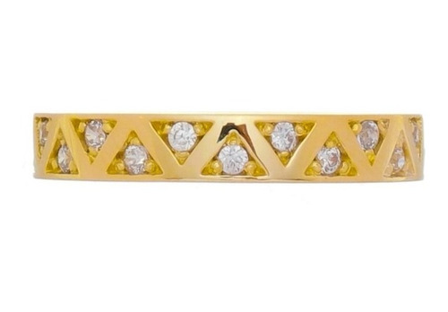 Anel Aparador Cravejado Com Diamantes Ouro Amarelo 18 Kl
