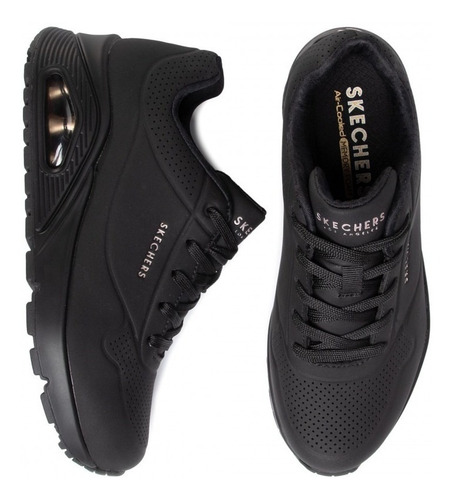 Imagen 6 de 8 de Tenis Skechers Uno Stand On Air - Negro - Dama - 73690/bbk