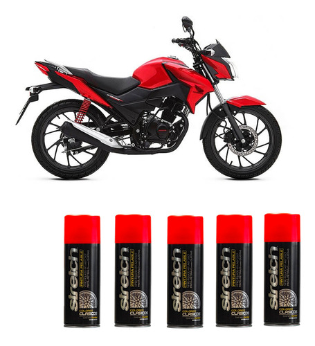 Kit Stretch X5 Pintura Moto Grande Rojo Removible Spray