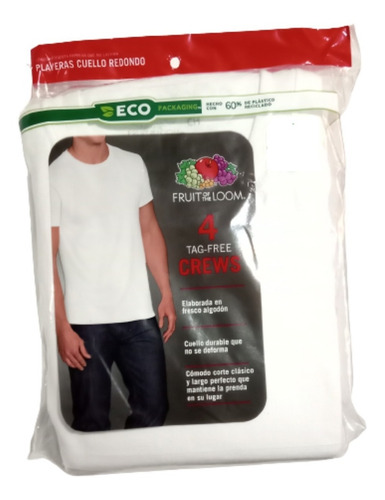 4 Pack Fruit Of The Loom Playera Para Hombre  Cuello Redondo