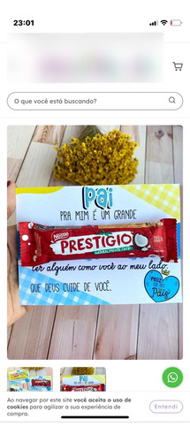 Lembrancinha Dia Dos Pais - 10 Card Com Chocolate Prestígio