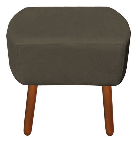 Kit Poltrona E Puff Decorativo Agatha Suede Marrom Rato