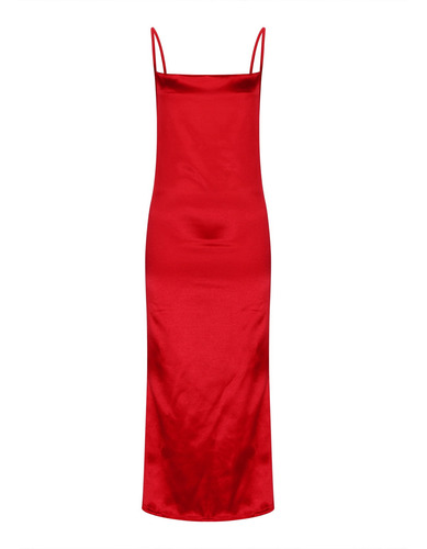 Vestido De Mujer Falda De Cola De Pez De Satén Con Tirantes