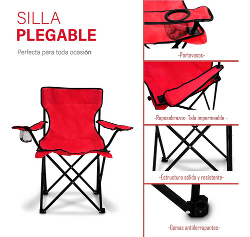 Silla Plegable Playa Exterior Campo Camping Portatil Color N