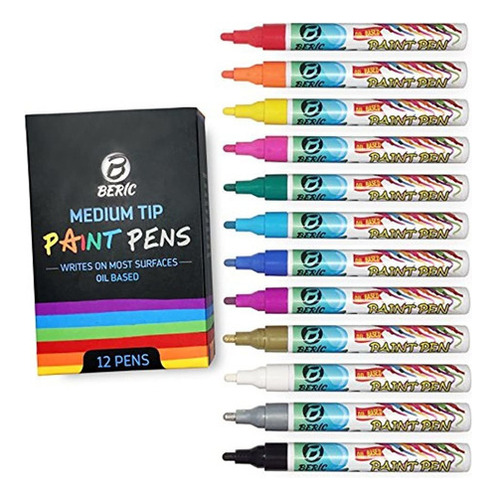 Boligrafos De Pintura Premium De Beric 12 Pack, Marcador De