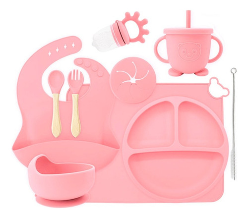 Set Vajilla Silicona Para Bebes Antideslizante Set Premium