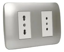 Comprar Enchufe Toma Doble 10a + 10\u002F16a 250v Blanco\u002Fplata Lexo Color Plateado