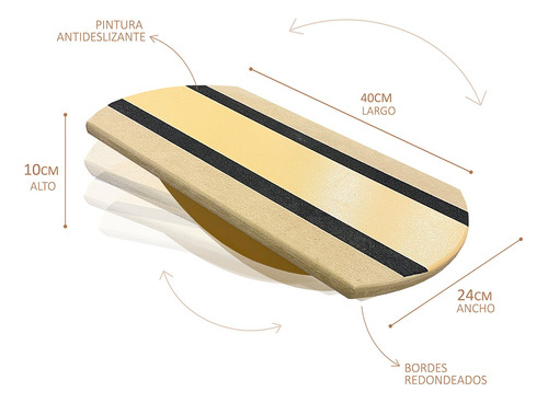 Tabla De Equilibrio - Juego Montessori, Mdf 40x24x10cm