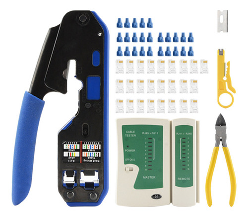 Kit De Engarzado De Cable De Conectores Azul Rj45