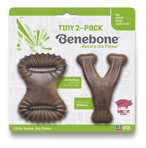 Imagen 1 de 7 de Hueso Benebone Wishbone/ Dental Chew 2pk Juguete Perro Tiny