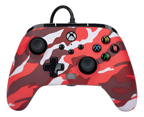 Control Xbox Power A Cableado Rojo Camuflado - Ergonómico Rojo Camu
