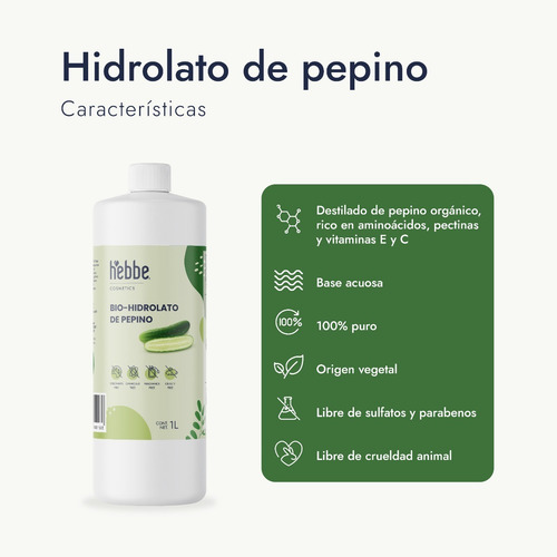 Imagen 2 de 9 de Tónico Facial Agua De Pepino 100% Natural 1 L