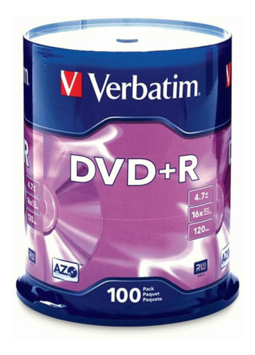 Verbatim 97459 Disco De Dvd Y R (4,7 Gb, 16 X Azo, 100