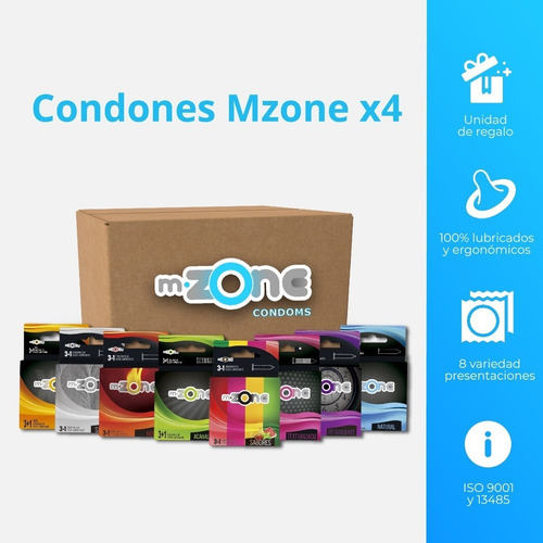Condones Preservativos Mzone 4und X48pack