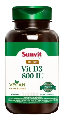 Vitamina D3 Vegan 800 Ui (90 Tabs) Sunvit Life