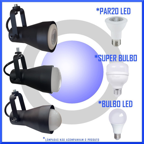 Imagem 2 de 6 de Spot Trilho Eletrocalha Perfilado Calha Para Led Par20 Bulbo