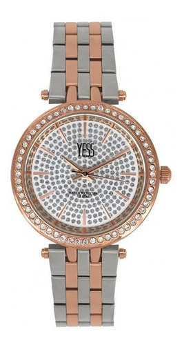 Reloj Yess Mujer S17211s Plateado Oro Rosa  Original 