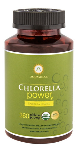 Aquasolar - Chlorella Power 360 Tabletas 100% Orgánicas